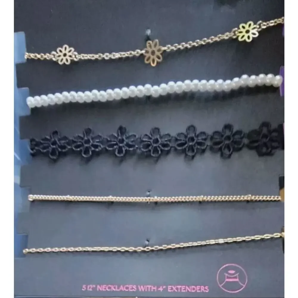 NOBO Choker Necklace‎ Set Of 5 (Four 12” Chokers With 3” Extenders & 1 Stretch)